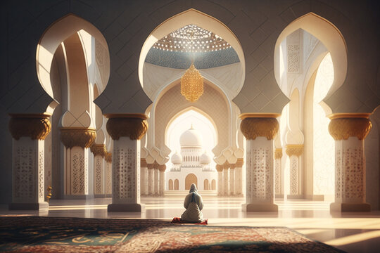 Grand sheikh zayed mosque in UAE, Abu dhabi, islam religious  place of worship, muslim praying 