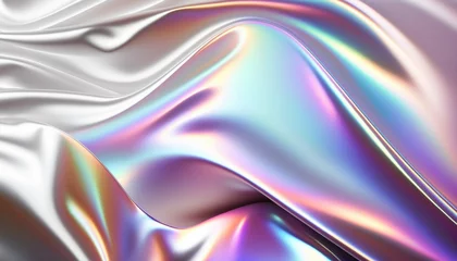 Foto op Plexiglas White abstract holographic background. Holograph color texture with foil effect. Halographic iridescent backdrop. Pearlescent gradient for design. Generative ai © Dmytro Tykhokhod