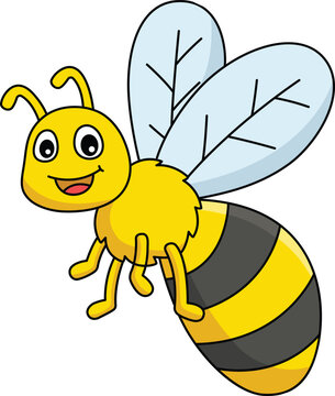 Spring Bee Cartoon Colored Clipart Illustration