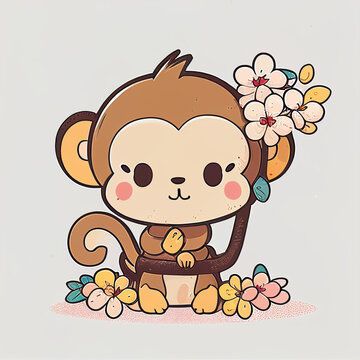 monkey kawaii illustration monkey icon graphic
