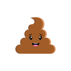 Cute happy smiling poop Kawaii character. Vector illustration