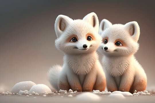 Adorable fox in winter, generative AI picture.