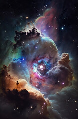 A colourful nebula full of stars. Generative AI.
