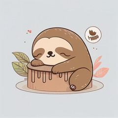 Chibi sloth cute kawaii sloth illustration jungle icon graphic