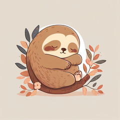 Chibi sloth cute kawaii sloth illustration jungle icon graphic