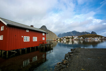 Obraz premium Harbor in Lofoten islands, Norway, Reine village