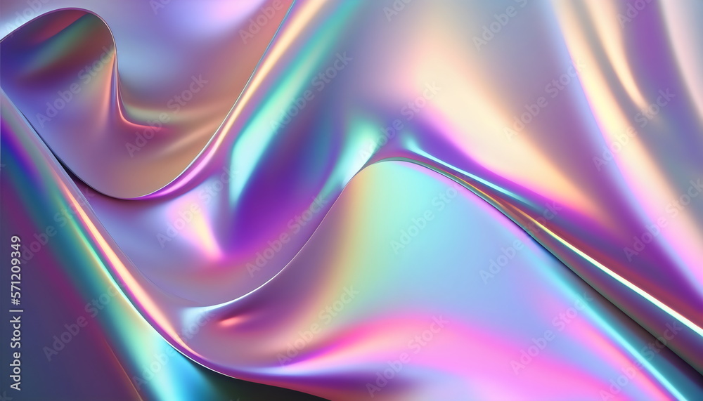 Wall mural holographic iridescent smooth foil background created with generative ai