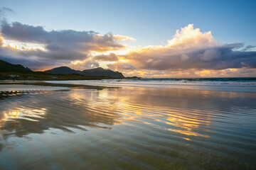  Surf camp on Skagsanden beach of the Lofoten Islands 