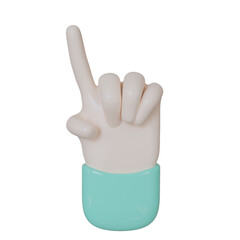 Hand One Gestures isolated on transparent background 3d Illustration