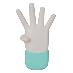 Obraz premium Hand Four Gestures isolated on transparent background 3d Illustration