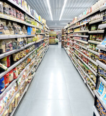 choosing a dairy products at supermarket.frozen food from a supermarket freezer