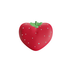 Strawberry shape Happy Valentine's day isolated on transparent background 3d Illustration