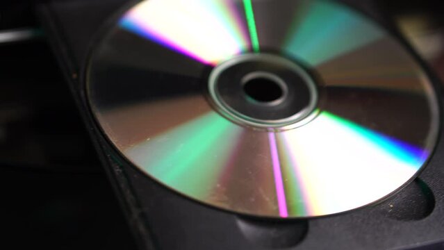 Blank DVD Disc in Open Tray of Recorder, Close Up