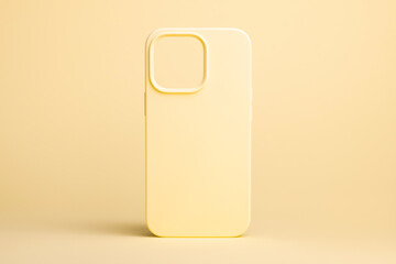 banana yellow phone case mock up for iPhone 13, 12 and 14 Pro Max isolated on monochrome color...