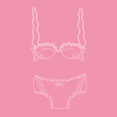 Illustration of lacy romantic lingerie on a pink background