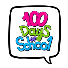 Speech bubble with a text 100 Days of School in comic style. Illustration on transparent background