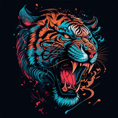 Roaring tiger head vector illustration
