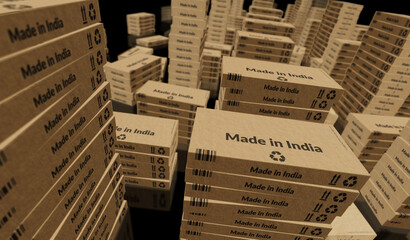 Made in India box pack 3d illustration