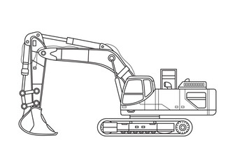 Hand drawn Vector illustration Heavy Machinery Excavator Construction Equipment Caterpillar