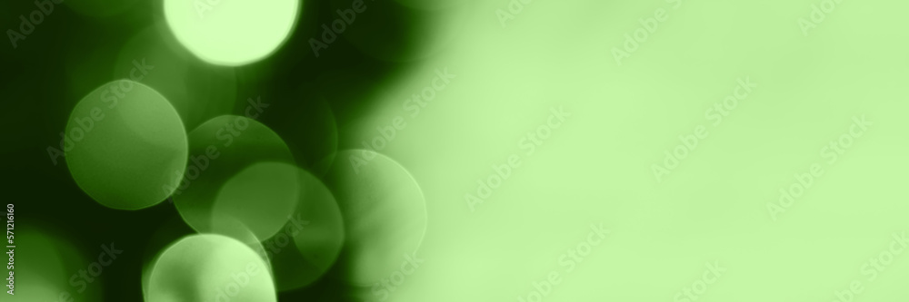 Wall mural blurred lights, green background, banner texture. abstract bokeh with soft light header. wide screen