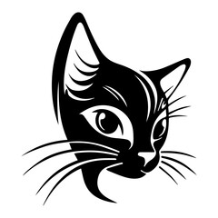 Face of a cat that can be used as a logo, icon or avatar. It is a simple, minimalist, and abstract design that captures the essence of a cat while also being unique and playful. 