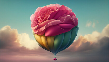 pink flower fantasy balloon in the sky