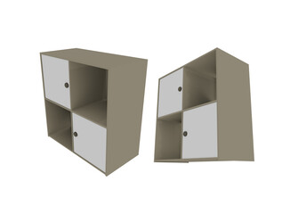 3d rendering of low poly cabinets from different perspectives
