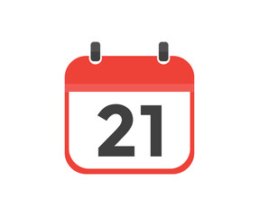 Simple calendar with date 21 day twenty-one logo design. Calendar icon flat day 21. Reminder symbol. Event schedule date. Meeting appointment time vector design and illustration.
