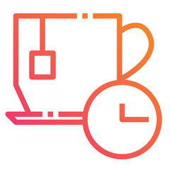 Tea time. Gradient icon. Food and drink vector element