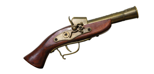 old gun isolated , vintage pistol