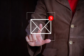 new email notification concept for business e-mail communication and digital marketing. business...