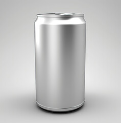 Empty silver beer can. Generative AI.