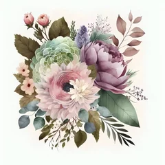 Fotobehang Watercolor floral illustration. Wedding graphic. © paranoic_fb