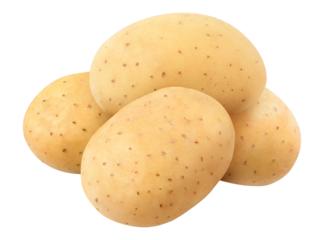 Pile of raw washed potatoes cut out