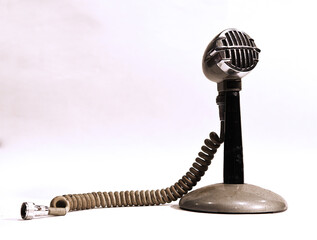 Vintage antique microphone with coiled cord