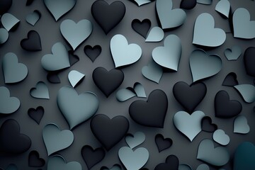 Heart Background, hearts of different shapes and colors for a greeting card or wallpaper