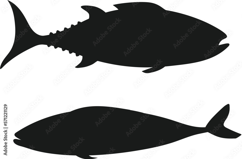 Wall mural Fish isolated vector Silhouettes.