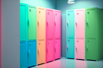 Colorful School and gym Lockers, colors background