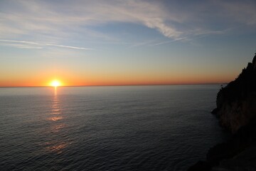 Sunset landscape in Liguria, Italy 