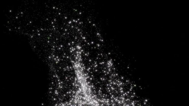 白の幻想的なパーティクル　粒子　液体　小さい粒が舞う　