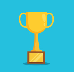 golden trophy winner cup isolated vector illustration
