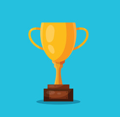 golden trophy winner cup isolated vector illustration
