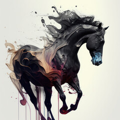 black horse on painting