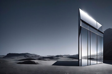 Abstract architechture in the desert, window reflections