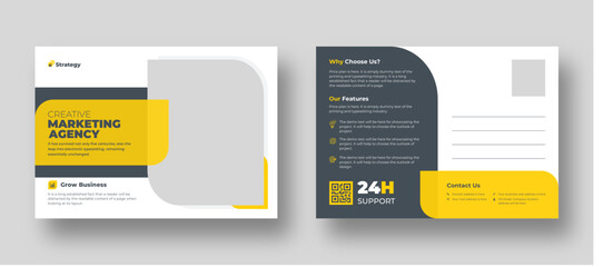 Corporate business or marketing agency postcard template
