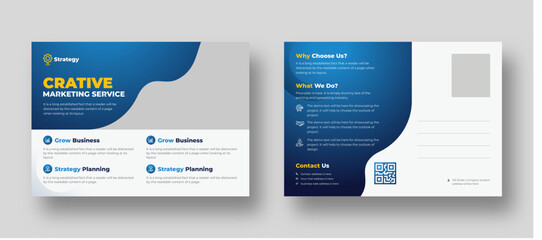 Corporate business or marketing agency postcard template