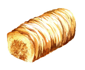 watercolor oriental sweets, illustration of traditional turkish sweets with honey and nuts, hand drawn sketch