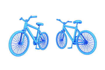 Fototapeta na wymiar 3d rendering hologram bicycle from various perspective view angles