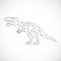 Geometric Tyrannosaurus silhouette. Image of Tyrannosaurus n the form of constellation. Side View. Mythical animal.
