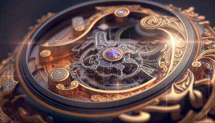 Luxury mechanical watch internal mechanism. Generative AI.